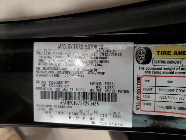 Photo 11 VIN: 3FAHP0JG7BR290465 - FORD FUSION SEL 