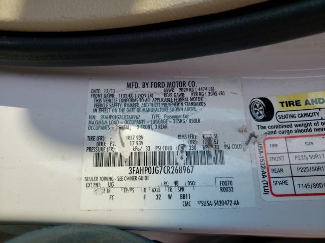 Photo 9 VIN: 3FAHP0JG7CR268967 - FORD FUSION SEL 