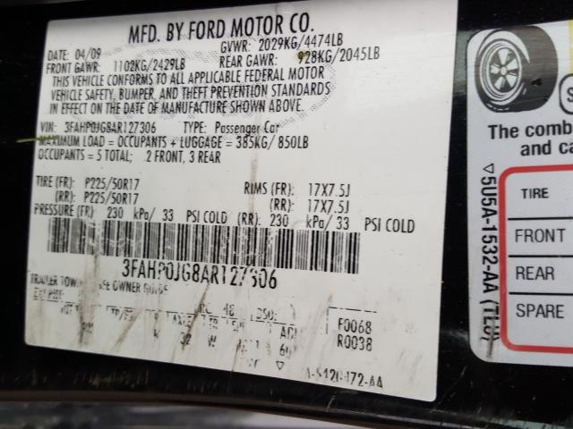 Photo 9 VIN: 3FAHP0JG8AR127306 - FORD FUSION SEL 