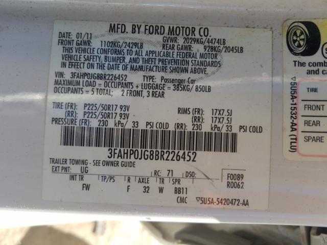 Photo 9 VIN: 3FAHP0JG8BR226452 - FORD FUSION SEL 