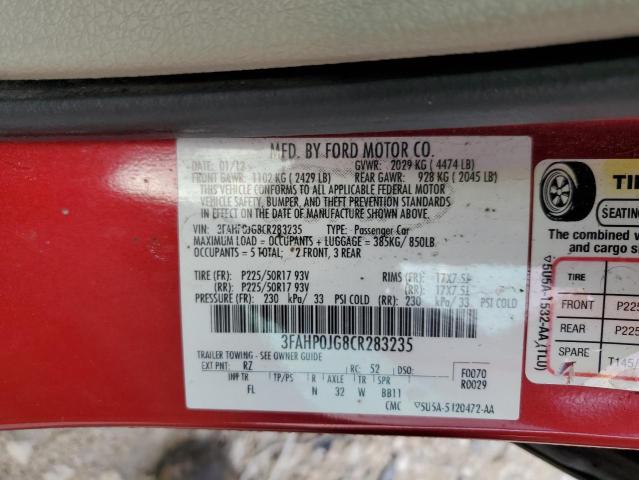 Photo 12 VIN: 3FAHP0JG8CR283235 - FORD FUSION SEL 