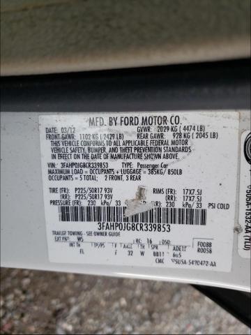 Photo 9 VIN: 3FAHP0JG8CR339853 - FORD FUSION SEL 