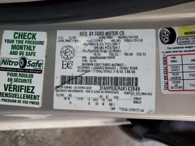 Photo 11 VIN: 3FAHP0JG9AR143949 - FORD FUSION SEL 