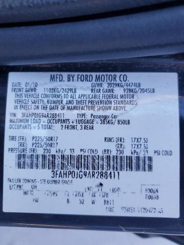 Photo 11 VIN: 3FAHP0JG9AR288411 - FORD FUSION SEL 