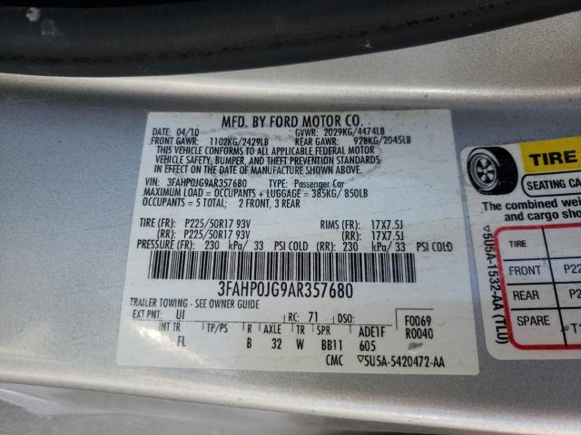 Photo 9 VIN: 3FAHP0JG9AR357680 - FORD FUSION SEL 