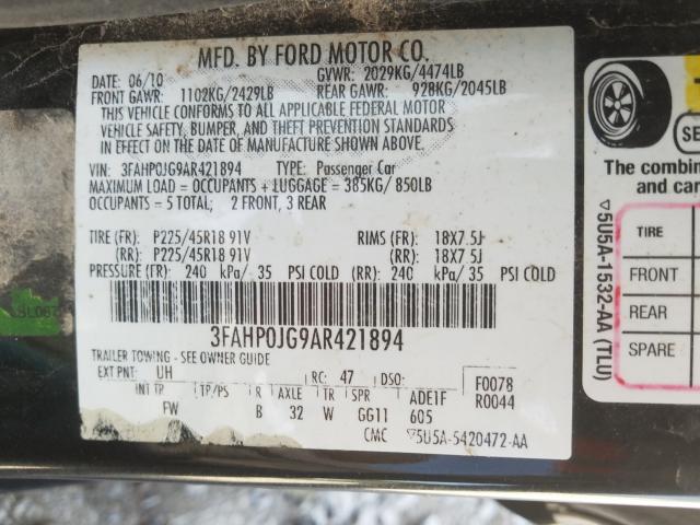 Photo 9 VIN: 3FAHP0JG9AR421894 - FORD FUSION SEL 