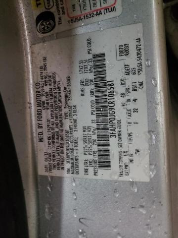 Photo 9 VIN: 3FAHP0JG9CR106581 - FORD FUSION SEL 