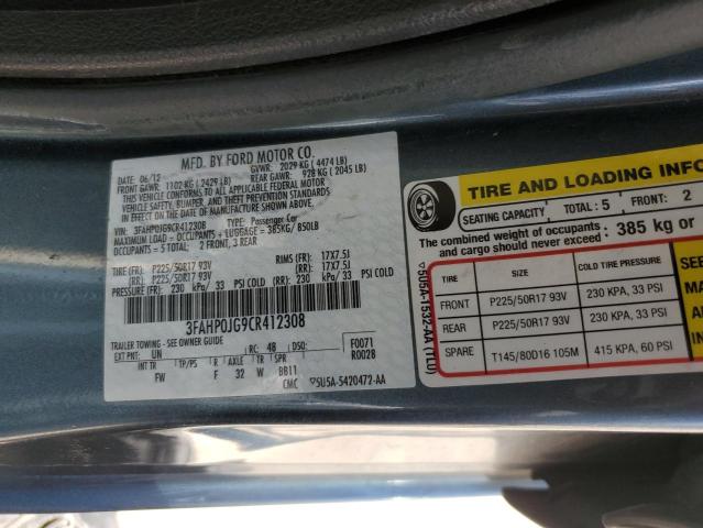 Photo 11 VIN: 3FAHP0JG9CR412308 - FORD FUSION SEL 