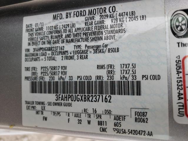 Photo 11 VIN: 3FAHP0JGXBR237162 - FORD FUSION SEL 