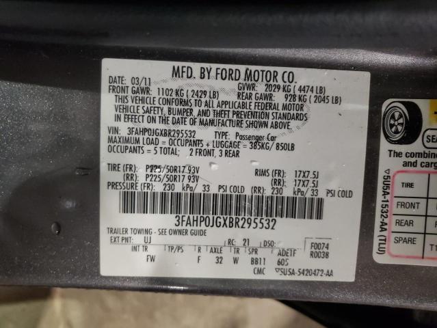 Photo 9 VIN: 3FAHP0JGXBR295532 - FORD FUSION SEL 