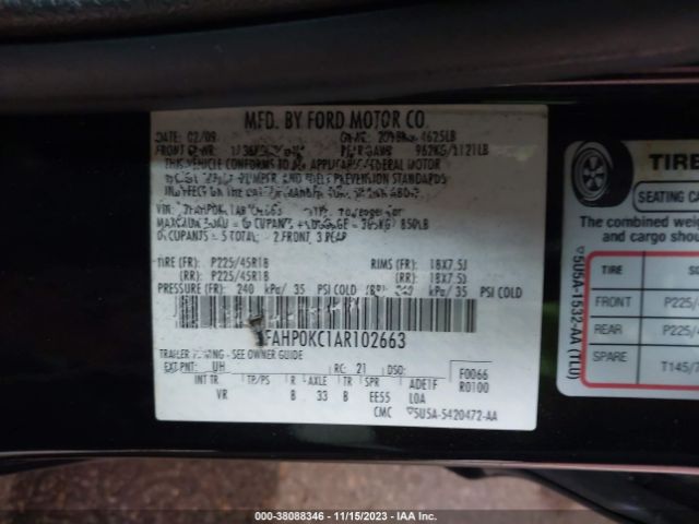 Photo 8 VIN: 3FAHP0KC1AR102663 - FORD FUSION 