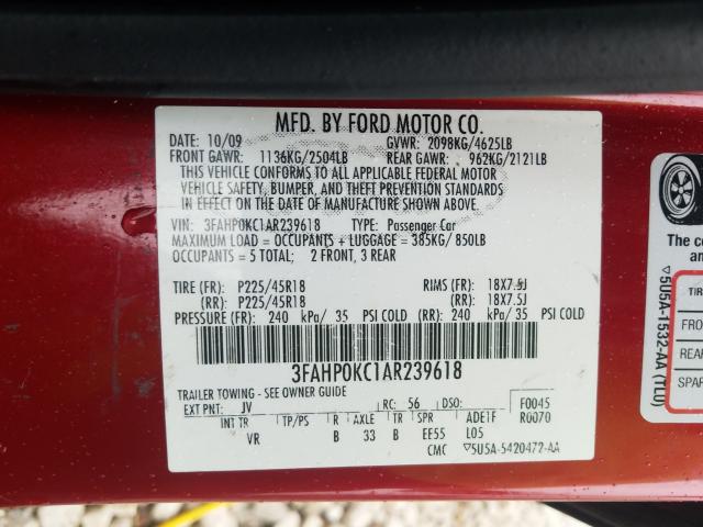 Photo 9 VIN: 3FAHP0KC1AR239618 - FORD FUSION SPO 