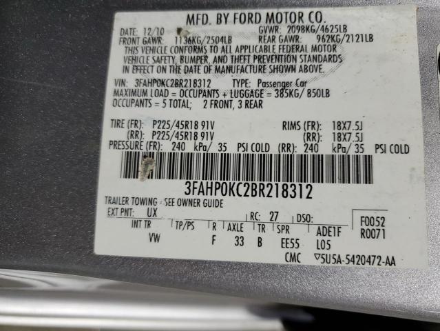 Photo 9 VIN: 3FAHP0KC2BR218312 - FORD FUSION SPO 