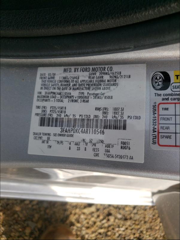 Photo 9 VIN: 3FAHP0KC4AR110546 - FORD FUSION SPO 