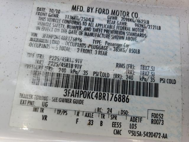 Photo 9 VIN: 3FAHP0KC4BR176886 - FORD FUSION SPO 