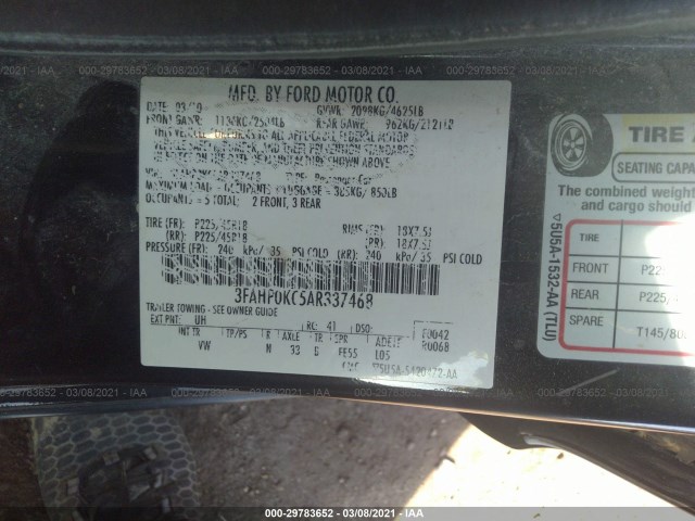 Photo 8 VIN: 3FAHP0KC5AR337468 - FORD FUSION 