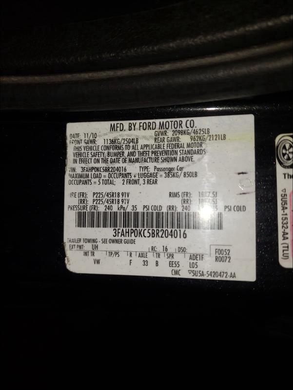 Photo 9 VIN: 3FAHP0KC5BR204016 - FORD FUSION SPO 