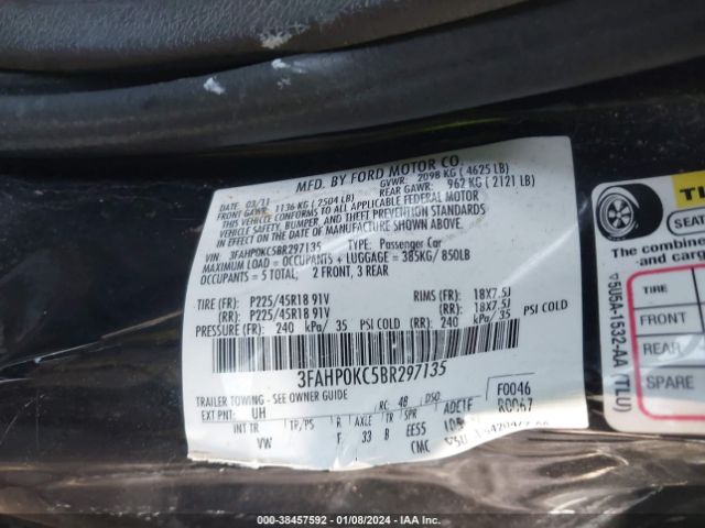 Photo 8 VIN: 3FAHP0KC5BR297135 - FORD FUSION 