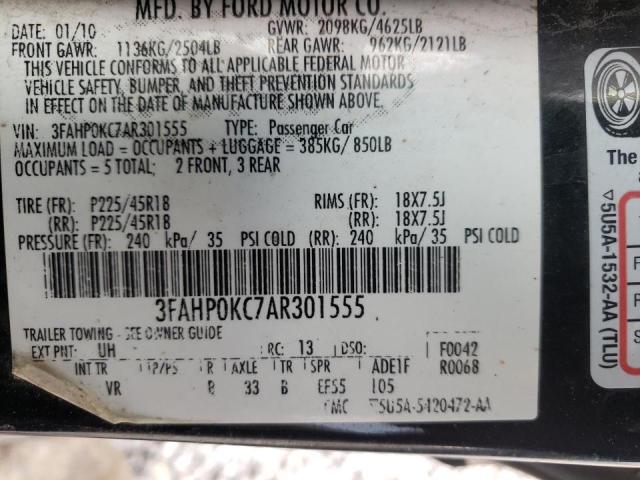 Photo 9 VIN: 3FAHP0KC7AR301555 - FORD FUSION SPO 