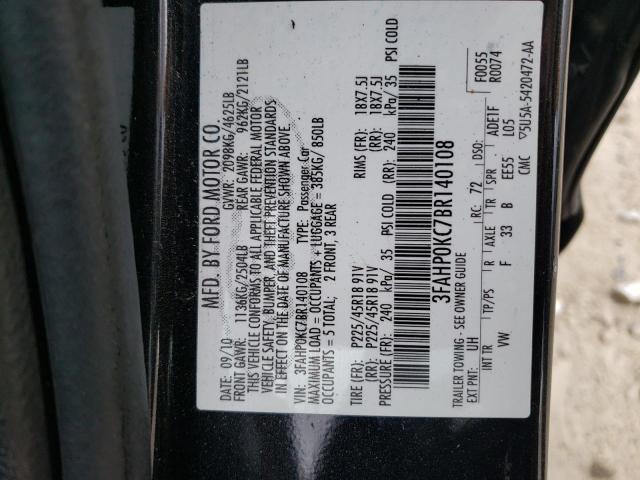 Photo 12 VIN: 3FAHP0KC7BR140108 - FORD FUSION 