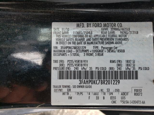 Photo 9 VIN: 3FAHP0KC7BR201229 - FORD FUSION SPO 