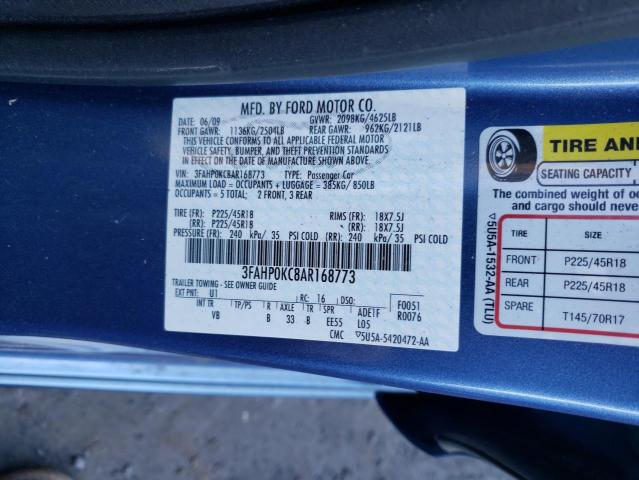 Photo 11 VIN: 3FAHP0KC8AR168773 - FORD FUSION 