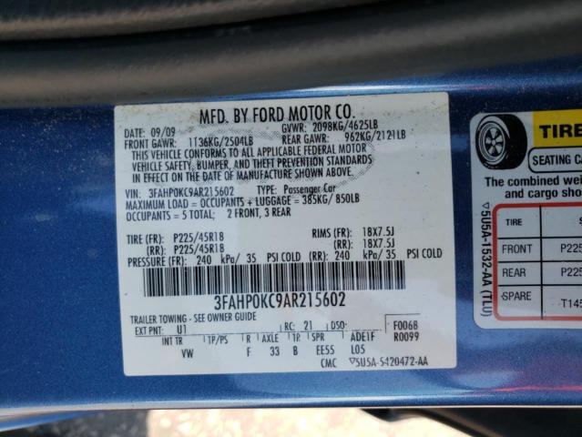 Photo 9 VIN: 3FAHP0KC9AR215602 - FORD FUSION 