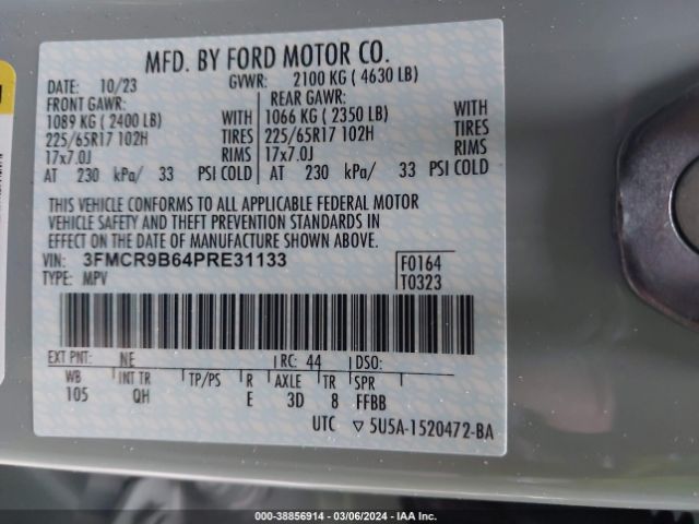 Photo 8 VIN: 3FMCR9B64PRE31133 - FORD BRONCO SPORT 