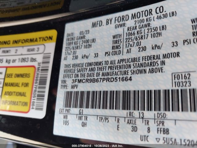 Photo 8 VIN: 3FMCR9B67PRD51664 - FORD BRONCO SPORT 