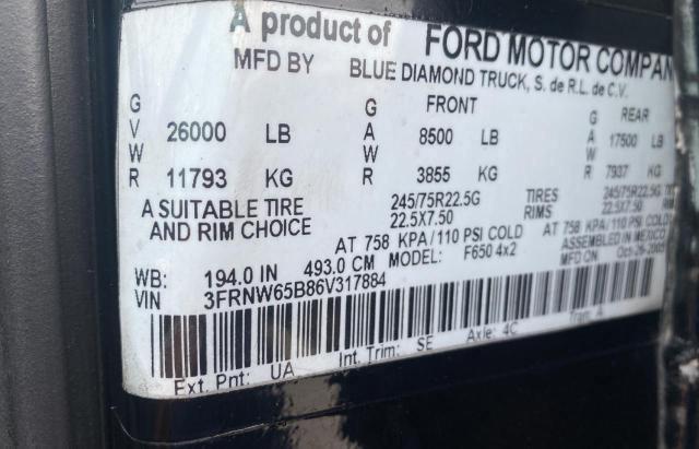 Photo 9 VIN: 3FRNW65B86V317884 - FORD F650 SUPER 