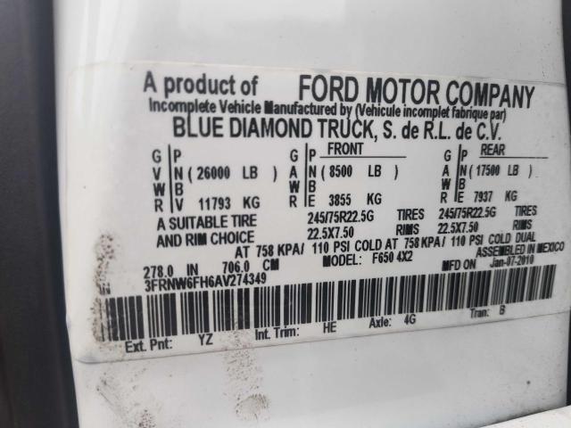 Photo 9 VIN: 3FRNW6FH6AV274349 - FORD F650 