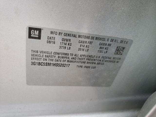 Photo 9 VIN: 3G1BC5SM1HS520217 - CHEVROLET CRUZE LS 