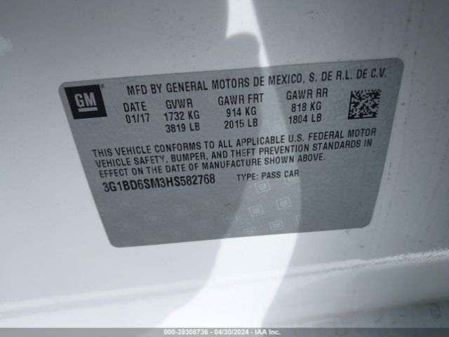 Photo 8 VIN: 3G1BD6SM3HS582768 - CHEVROLET CRUZE 