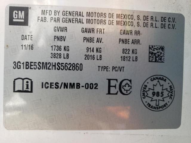 Photo 9 VIN: 3G1BE5SM2HS562860 - CHEVROLET CRUZE LT 