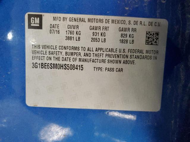 Photo 11 VIN: 3G1BE6SM0HS508415 - CHEVROLET CRUZE 