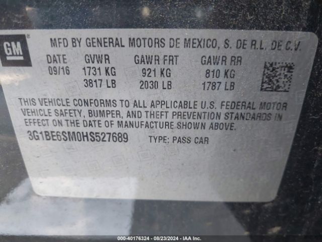 Photo 8 VIN: 3G1BE6SM0HS527689 - CHEVROLET CRUZE 