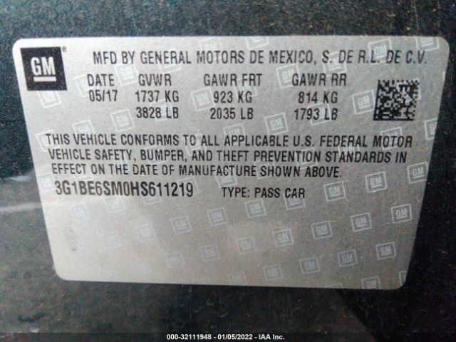 Photo 8 VIN: 3G1BE6SM0HS611219 - CHEVROLET CRUZE 