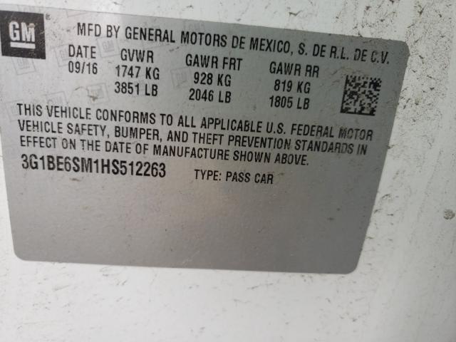 Photo 9 VIN: 3G1BE6SM1HS512263 - CHEVROLET CRUZE LT 