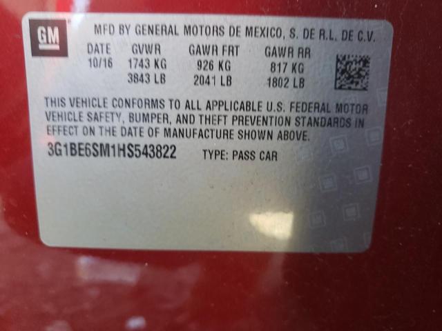 Photo 11 VIN: 3G1BE6SM1HS543822 - CHEVROLET CRUZE LT 