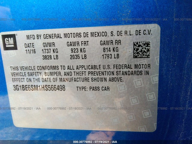 Photo 8 VIN: 3G1BE6SM1HS566498 - CHEVROLET CRUZE 