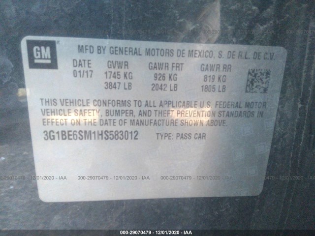 Photo 8 VIN: 3G1BE6SM1HS583012 - CHEVROLET CRUZE 