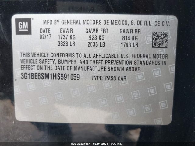 Photo 8 VIN: 3G1BE6SM1HS591059 - CHEVROLET CRUZE 