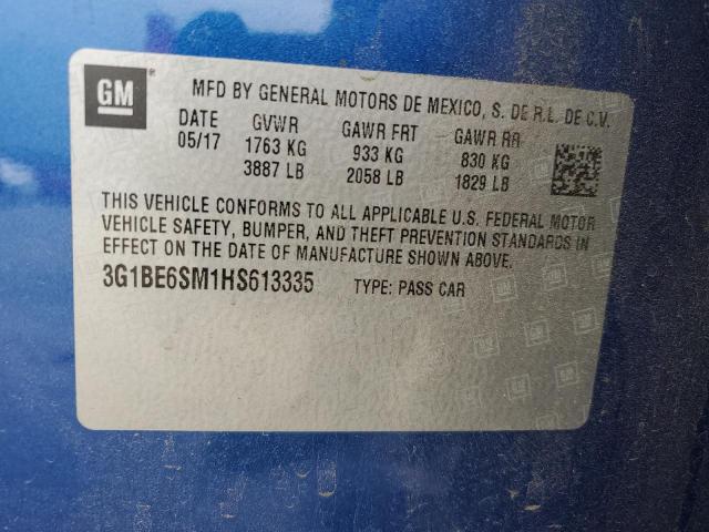 Photo 11 VIN: 3G1BE6SM1HS613335 - CHEVROLET CRUZE LT 