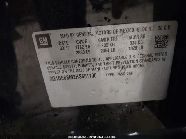 Photo 8 VIN: 3G1BE6SM2HS601100 - CHEVROLET CRUZE 