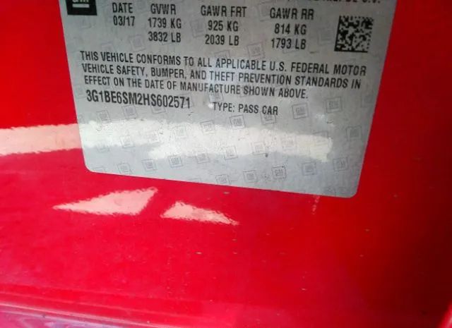 Photo 8 VIN: 3G1BE6SM2HS602571 - CHEVROLET CRUZE 