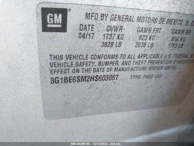 Photo 8 VIN: 3G1BE6SM2HS603087 - CHEVROLET CRUZE 