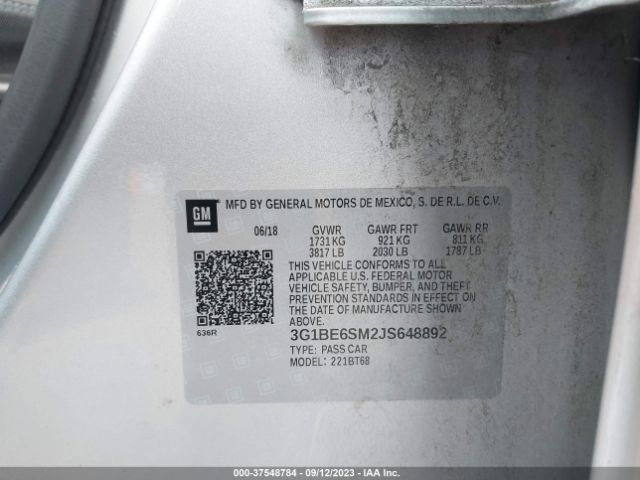 Photo 8 VIN: 3G1BE6SM2JS648892 - CHEVROLET CRUZE 