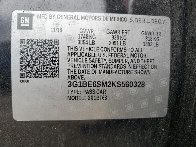 Photo 11 VIN: 3G1BE6SM2KS560328 - CHEVROLET CRUZE LT 