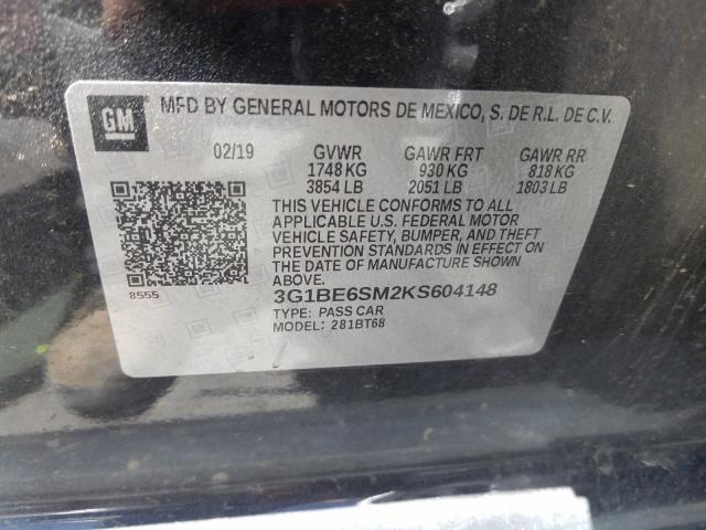 Photo 9 VIN: 3G1BE6SM2KS604148 - CHEVROLET CRUZE LT 