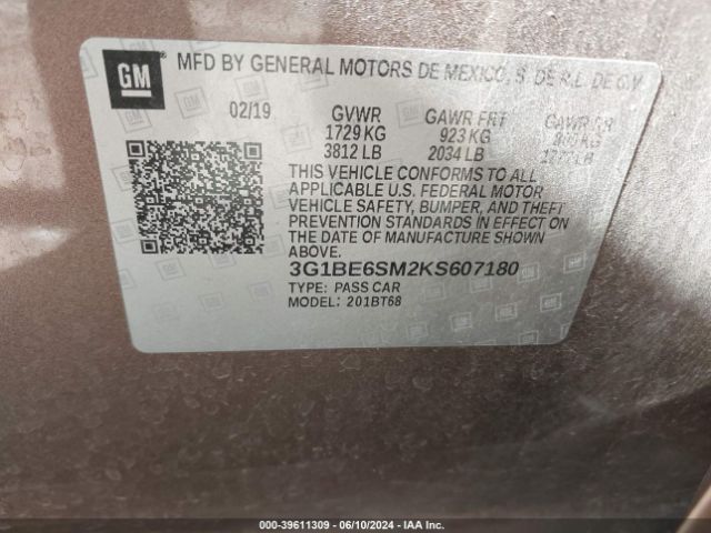 Photo 8 VIN: 3G1BE6SM2KS607180 - CHEVROLET CRUZE 